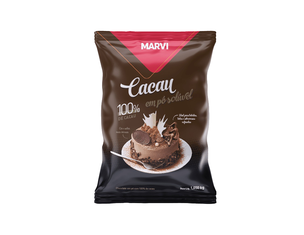 CHOCOLATE EM PÓ 100% CACAU MARVI 1,05 KG (CX 4 PCT)